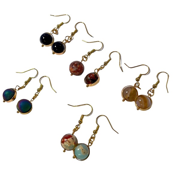 Planet charm dangle earrings, imitation stones that spin! Bundle of  5, NEW! - Picture 1 of 10